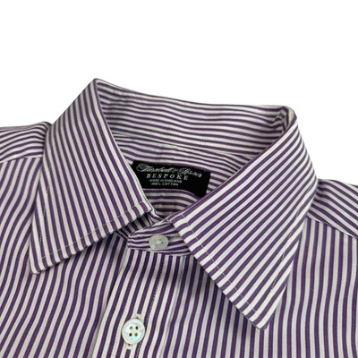 Turnbull & Asser Bespoke Dress Shirt French Cuff Purple Striped Size L 16 42” - Image 1 of 4