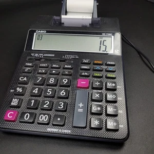 Casio Printing Calculator HR-170RC 12-Digit Display with 2-Color Printer & Paper - Picture 1 of 3
