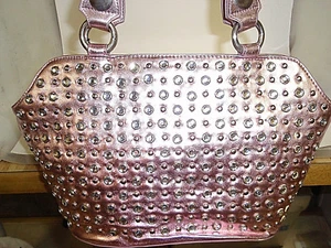 M.C. purse handbag shiny pink w/beads new with tag fast free shipping - Picture 1 of 1
