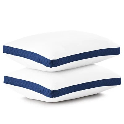 Gusseted Pillow Set of 2 Bed Pillows Neck Support Side & Back Sleepers Pillows - Image 1 of 4