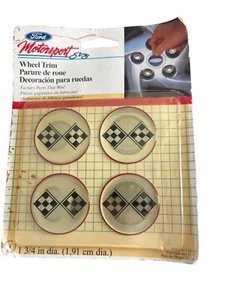 Vintage 1995 Ford Motorsports Wheel Trim Checkered Flags 1 3/4" Diameter New NOS - Picture 1 of 4
