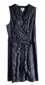 Milly New York Black Ruffle & Bow Knee Length Pencil Cocktail Dress Size US 10 - Picture 1 of 10