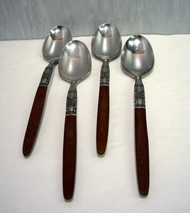 Northland Napa Stainless steel MCM set spoons Wood Flatware JAPAN 4 Teaspoons - Picture 1 of 2