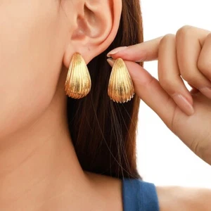 ORECCHINI BORCHIE ON TREND GOCCIA D'ACQUA GROSSI ORO ARGENTO - Foto 1 di 11