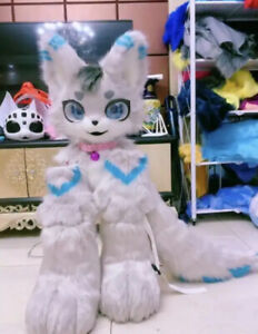 Fursuit Long Fur Husky Dog Fox Mascot Head Party Halloween Fur Cosplay 03#