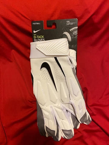 $70 NIKE D-TACK FOOTBALL GLOVES SIZE 5XL UNISEX WHITE CV0342 184 Cover