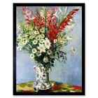 Claude Monet Bouquet Of Gladiolas Lilies Daisies Old Painting 12X16 Framed Print