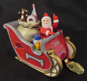 Arkansas Razorback Ornamento Danbury Como Nuevo 2009 Trineo de Navidad Santa Hogs - Imagen 1 de 5