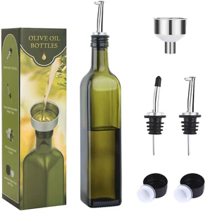 Glass Olive Oil Bottle Dispenser With Spouts Oil Cruet With Pourers And Funnel - Picture 1 of 12