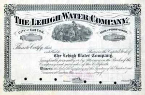 Lehigh Water Co Specimen Stock Certificate - Picture 1 of 1