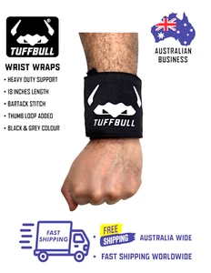 TUFF BULL Heavy Duty Wrist Wraps / Wrist Straps 18 INCHES LENGTH - Picture 1 of 9