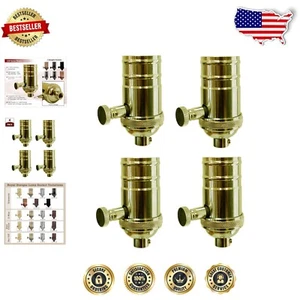 Vintage Polished Brass Dimmer Socket Set - 4 Elegant Lamp Fixtures for Your Home - Picture 1 of 10