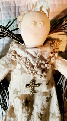 Handmade Primitive Style Angel With Twig Heart Wings - Image 1 of 3