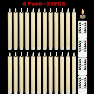 24 Set Stabkerzen LED Kerzen flackernd mit Timer Fernbedienung Weihnachten Dekor - Bild 1 von 10