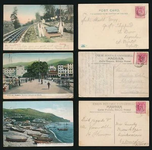 MADEIRA 1905-1911 PPCs 3 DIFFERENT FRANKED KE7 CAPE 1d OCEAN POST OFFICE CANCELS - Picture 1 of 3