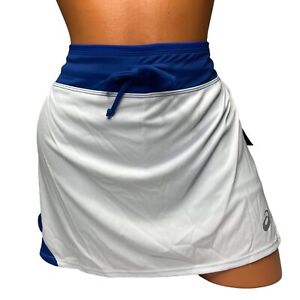 ASICS Spin Slice Skort Womens Size M White Royal Blue Blue Skirt UPF 50+ TE3362
