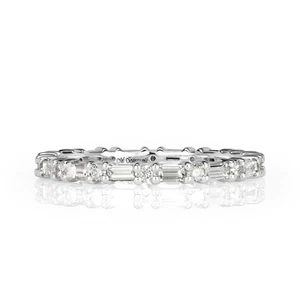1.00ct Baguette Cut and Round Brilliant Cut Diamond Eternity Band in Platinum - Picture 1 of 3