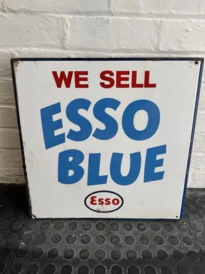 Esso Blue Double Sided Enamel Sign Automobilia *Rare* - Image 1 of 4