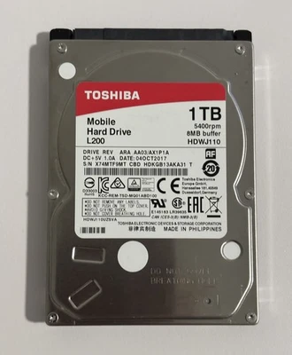 Toshiba L200 HDWJ110 Mobile Hard Drive 1TB 5400rpm 2.5" SMART - Image 1 of 2