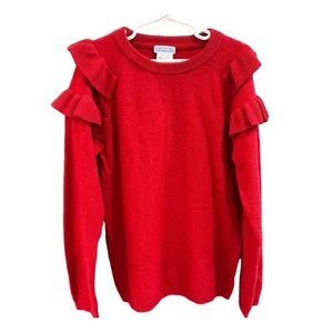 Jacadi Wool Cashmere Blend Long Sleeve Red Sweater w Ruffles Size 12 152cm - Picture 1 of 3