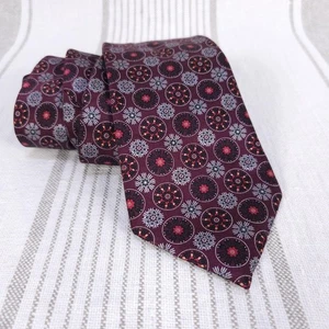 Ermenegildo Zegna Silk Necktie Burgundy Floral Dark Red Medallion Pattern New! - Picture 1 of 9