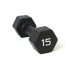 15 lb Neoprene Dumbbell, Black, Single, Gym Fitness Strength Gym & Training