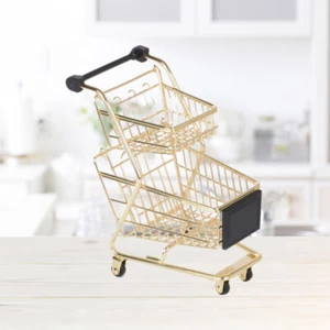 Mini Two-tier Shopping Cart Children Pretend Play Toy Alloy Grocery Cart - Picture 1 of 12