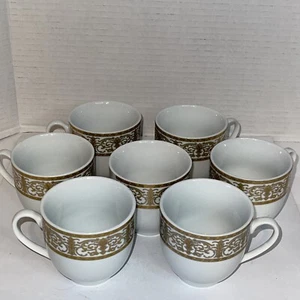 Copas de China finas Royal Vienna (7) incluidas 4 oz. Borde blanco con oro - Imagen 1 de 6