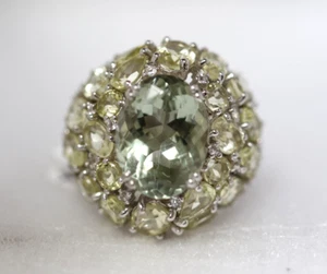 Green Amethyst / Lemon Quartz / White Topaz Ring - Picture 1 of 4