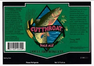 MINT ODELL BREWING CO. CUTTHROAT PALE ALE BEER LABEL - Picture 1 of 1