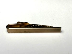Fermacravatta Vintage - Barra 2" Scanalata Tono Oro - Foto 1 di 3