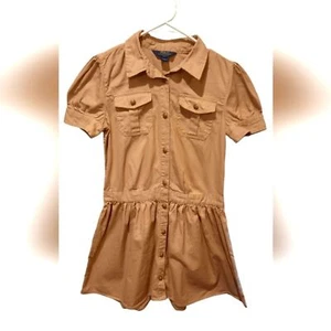 Polo Ralph Lauren Dress 16 Khaki Button Down Short Sleeve Cotton Uniform Preppy - Picture 1 of 12