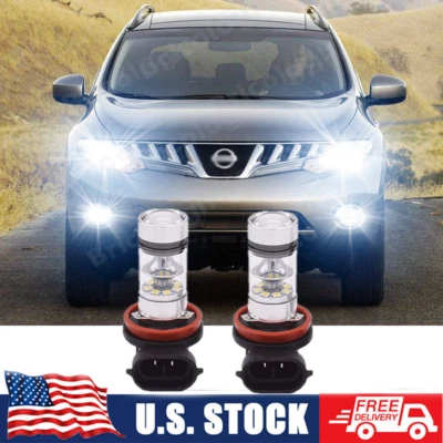 Lâmpadas brancas brilhantes de neblina LED H11 6000K para Nissan Murano 2009-2018 - Imagem 1 de 4