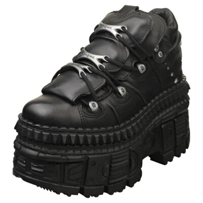 New Rock M-wall106-s9 Unisex Black Platform Boots - Image 1 of 4