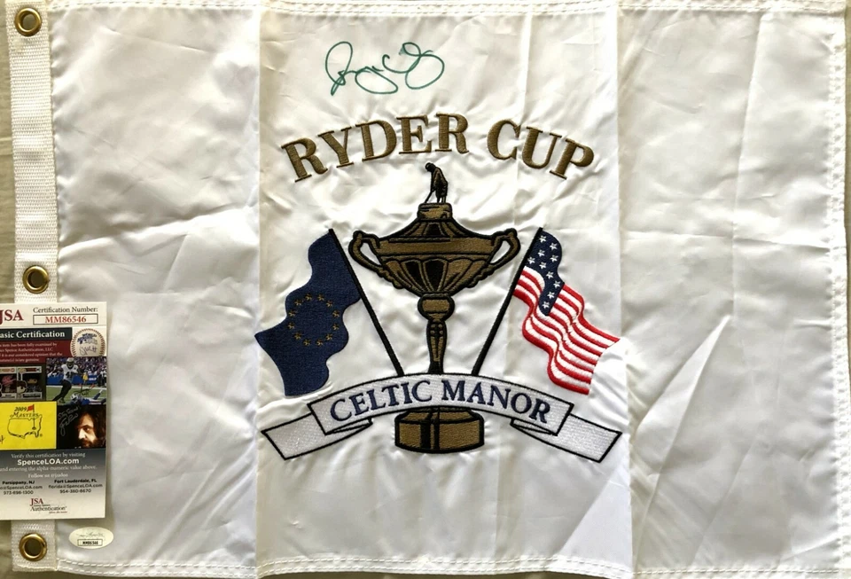 Rory McIlroy autographed signed autograph auto 2010 Ryder Cup golf flag JSA COA - Image 1 of 1