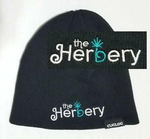 the HERBERY Beanie Hat Cap Black Knit Adult Canada Cannabis Pakalolo Marijuana - Picture 1 of 4
