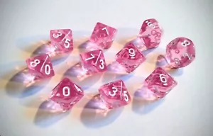 Ten (10) Transparent Pink d10s! White Numerals! - Picture 1 of 1