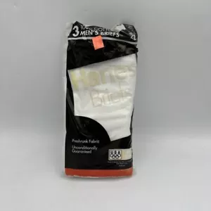 Vintage Hanes Underwear Men's 42 Briefs 3-Pack Cotton 1995 White - Picture 1 of 4
