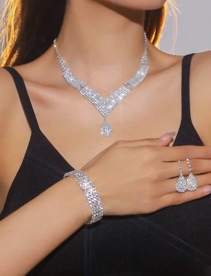 Juego de Collares Aretes Para Mujer Joyería Pendientes Colgantes de Mujer Plata S925 Foto 1 de 4