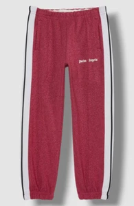 $355 Palm Angels Kids Girl's Pink Shimmery Logo Stripe Track Pants Size 8 - Picture 1 of 3