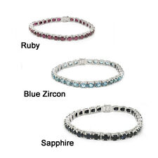 De Buman Sterling Silver Natural Ruby, Sapphire or Blue Zircon Bracelet