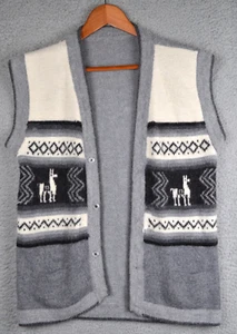 Vintage 60s Mohair LLama Vest Mens Small Sweater Pullover Handmade - Picture 1 of 15