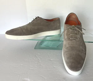 Santoni ‘Durbin' Gray Suede Low Top  Lace-up Italy Shoes Sneakers US 9 - Picture 1 of 12