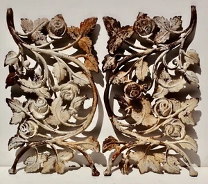 Vintage-Original Large Cast Iron Double Sided Rose Wall Art Flower Garden Panels - Picture 1 of 5