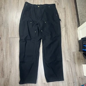 NWT Carhartt Men's Double Knee Work Pants 40x32 Black Canvas USA B01-M Utility - Picture 1 of 6