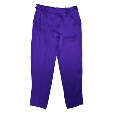 Escada Purple Satin High Waisted Trousers Womens 40 US 10 - Image 1 of 4