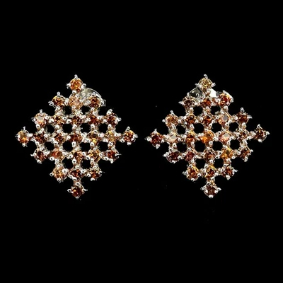 Pendientes de plata de ley 925 zafiro redondo corte diamante joyería de piedras preciosas de 2 mm Foto 1 de 4