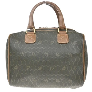 CHRISTIAN DIOR Logo Honeycomb Hand Bag PVC Leather Brown GHW France 83KP032 - Picture 1 of 12