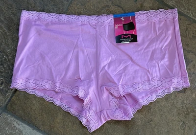 MAIDENFORM 8/XL розовый шелковистый гладкий кружевной отделки Boyshort трусики #40760 новый с Ярлыками - Изображение 1 из 4