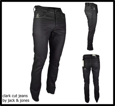 jeans jack jones uomo neri slim fit a vita bassa taglia 42 w28 pantaloni dritti - Imagen 1 de 4